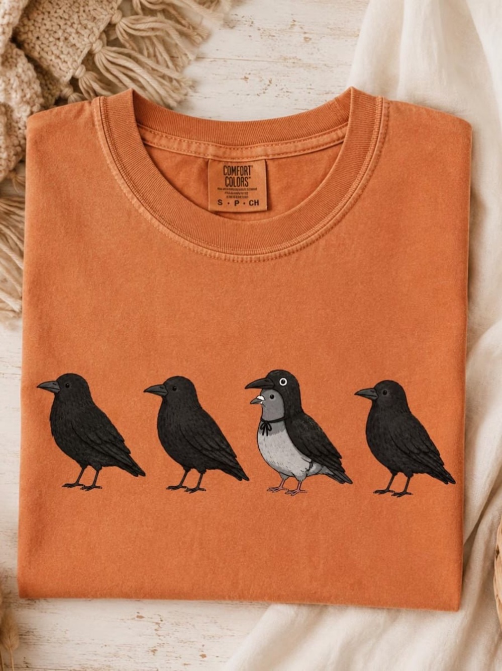 Comfort Colors Yam Tee with Four Crow Graphic